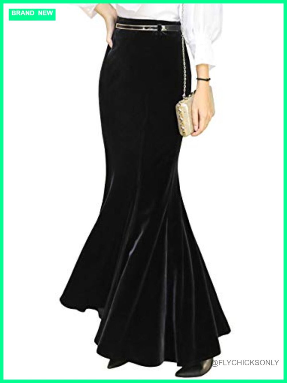High Waist Velvet Fishtail Mermaid Maxi Skirt Evening Party